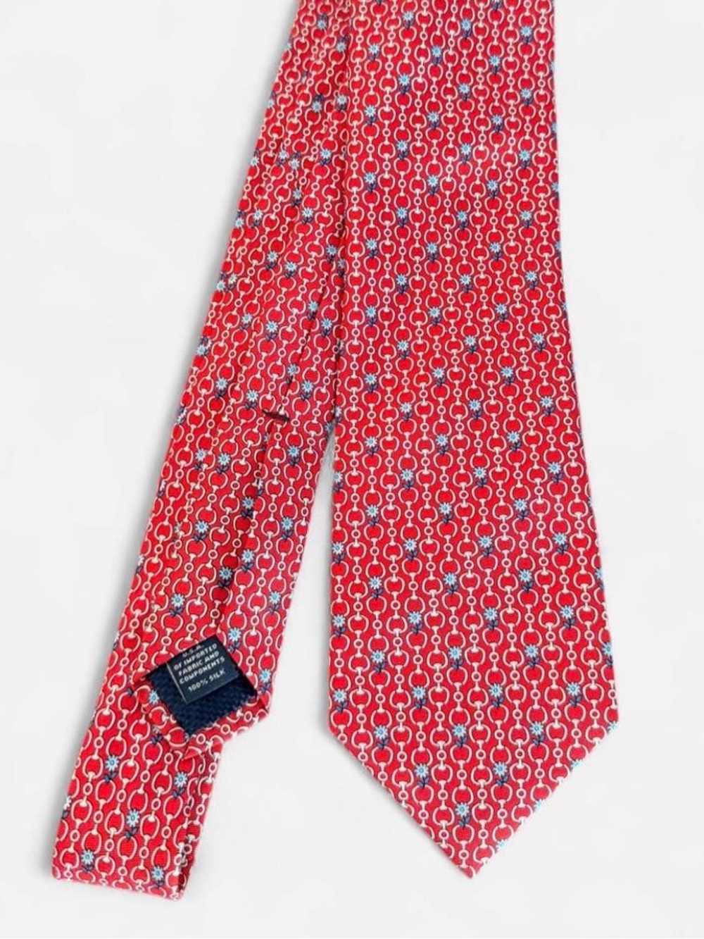 Daniel Cremieux Red Geometric Silk Tie with Blue Accents